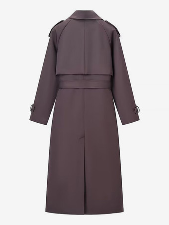 レディース用オーバーサイズトレンチコート - チョコレートブラウンのシックなダブルブレストマキシウィンドブレーカー - 2026年春の夜のお出かけに