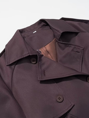 レディース用オーバーサイズトレンチコート - チョコレートブラウンのシックなダブルブレストマキシウィンドブレーカー - 2026年春の夜のお出かけに