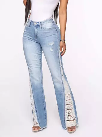 ブーツカットデニム・ライトブルー・ダメージ加工 TRUE RELIGION 