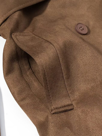 フェイクスエードトレンチコート（レディース） - レトロなダブルブレストベルト付きマキシジャケット - 2026年春の通勤スタイル