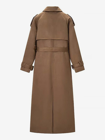 フェイクスエードトレンチコート（レディース） - レトロなダブルブレストベルト付きマキシジャケット - 2026年春の通勤スタイル