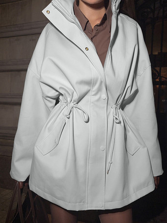 ピュアコットン製レディースユーティリティジャケット - フレンチシックなドローストリング付きスリムフィットウィンドブレーカー - 春のカジュアルアウター 2026