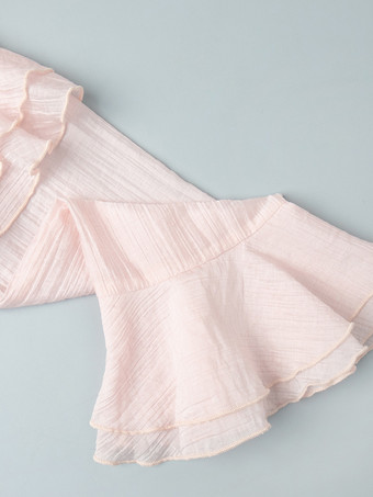 ボヘミアン風フリルVネックマキシドレス（女性用） - ピンクリヨセル素材のロマンティックなコテージコア風レイヤードフローリーガウン - 夏のビーチガーデンパーティー2026