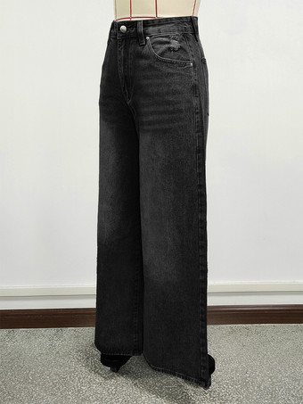 ハイライズ バギー スケーター ジーンズ レディース - ダメージ加工 ワイドレッグ パドルパンツ - 2026年春のデイリーストリートウェア