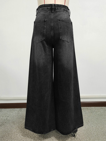 ハイライズ バギー スケーター ジーンズ レディース - ダメージ加工 ワイドレッグ パドルパンツ - 2026年春のデイリーストリートウェア