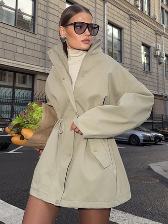 ピュアコットン製レディースユーティリティジャケット - フレンチシックなドローストリング付きスリムフィットウィンドブレーカー - 春のカジュアルアウター 2026