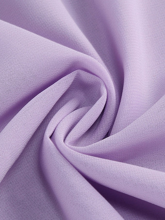 エレガントなフリル付きVネックシフォンマキシドレス（レディース） - ラベンダーカラーのボヘミアン風バックレスAラインサマードレス - 夏のビーチウェディングゲスト向け 2026