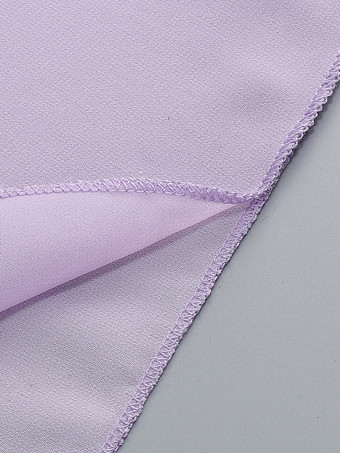 エレガントなフリル付きVネックシフォンマキシドレス（レディース） - ラベンダーカラーのボヘミアン風バックレスAラインサマードレス - 夏のビーチウェディングゲスト向け 2026