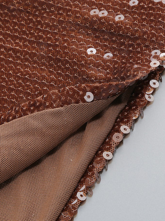 キラキラ輝くスパンコールのマキシ丈フォーマルドレス（女性用） - ブラウンのホルターネック、背中開き、ボディコン、スリムなロングガウン - 2026年夏のガラナイトアウトパーティー