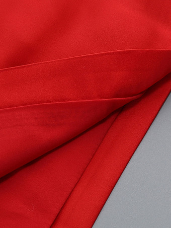 エレガントなロゼットマキシイブニングドレス（女性用） - 赤いサテンの背中開きボディコンロングガウン、3Dフラワー付き - 2026年夏のプロムパーティー