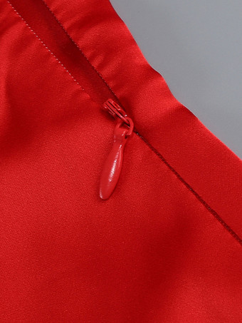 エレガントなロゼットマキシイブニングドレス（女性用） - 赤いサテンの背中開きボディコンロングガウン、3Dフラワー付き - 2026年夏のプロムパーティー