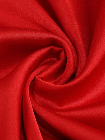 エレガントなロゼットマキシイブニングドレス（女性用） - 赤いサテンの背中開きボディコンロングガウン、3Dフラワー付き - 2026年夏のプロムパーティー