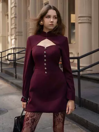 purple evening gown dresses Black and Purple Gothic Wedding Dress With Lace Embroidery Size 14 / Purple main image 1
