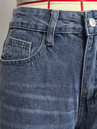 ハートポケット付きワイドレッグジーンズ（レディース） - アシッドウォッシュブルー Y2K バギーストレートデニムパンツ - 春のデートナイトストリートウェア 2026