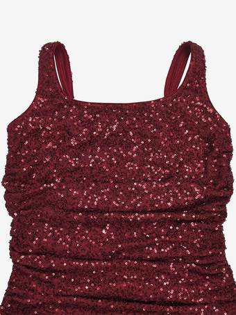 キラキラ輝くスパンコールのマキシ丈フォーマルドレス（女性用） - スクエアネック、スリムフィット、バックレースアップ、ボディコン、マーメイドガウン - 2026年夏のガラパーティー・プロム