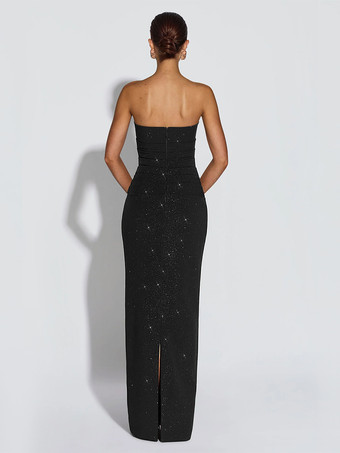 グリッターチューブマキシドレス（女性用） - セクシーな背中開きロングボディコンガウン（スカーフ付き） - 夏のイブニングフォーマル 2026