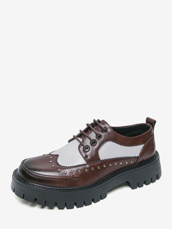 ブラウンメンズカジュアルシューズ ラウンドトゥ レースアップシューズ