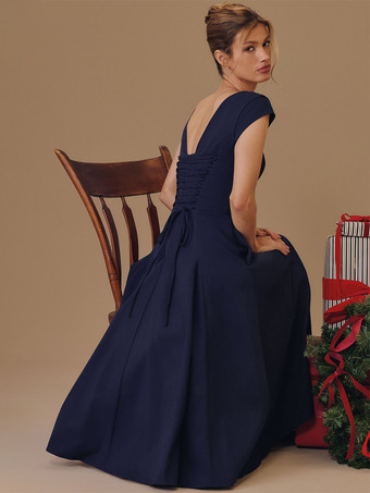 エレガントなスクエアネックAラインミディドレス（レディース） - ヴィンテージ風ノースリーブフィット＆フレアサマードレス - 夏の結婚式ゲストカクテルドレス 2026