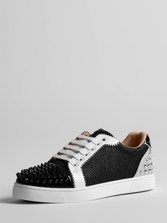 ブラック メンズ スケートスニーカー ラウンドトゥ スタッズ付き レースアップ カジュアルシューズ