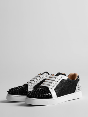 ブラック ブラック メンズ スケートスニーカー ラウンドトゥ スタッズ付き レースアップ カジュアルシューズ