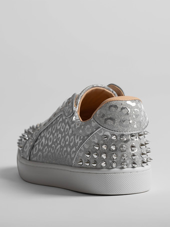 シルバー スケート スニーカー スタッズ付き ラウンドトゥ レースアップ カジュアルシューズ