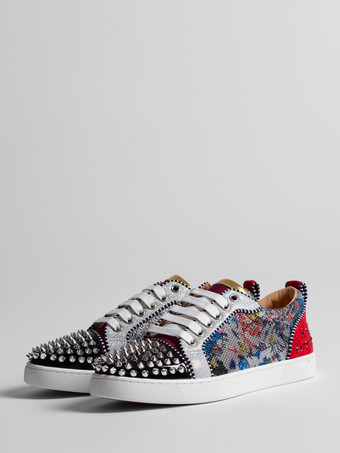 グレイメンズ スケートスニーカー ラウンドトゥ スタッズ付き プリント レースアップ カジュアルシューズ