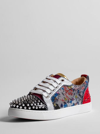 メンズ スケートスニーカー ラウンドトゥ スタッズ付き プリント レースアップ カジュアルシューズ