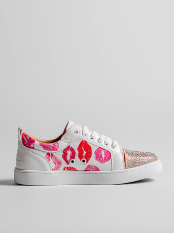 メンズ スケートスニーカー ラウンドトゥ ラインストーン プリント レースアップ カジュアルシューズ