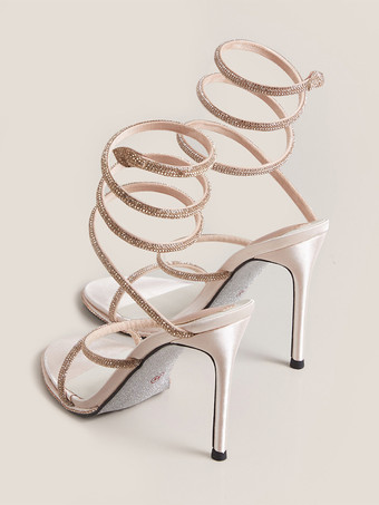 ハイヒール プロムシューズ ブラック オープントゥ ラインストーン ストラップサンダルシューズ