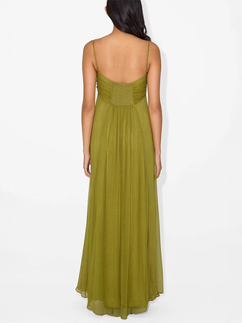 セクシーなカットアウトマキシドレス（女性用） - ギャザー入りバスト、スパゲッティストラップ、ボヘミアン風のゆったりとしたサマードレス - 2026年の夏のビーチバケーション