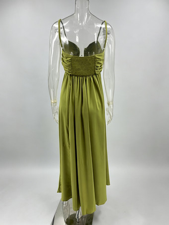 セクシーなカットアウトマキシドレス（女性用） - ギャザー入りバスト、スパゲッティストラップ、ボヘミアン風のゆったりとしたサマードレス - 2026年の夏のビーチバケーション