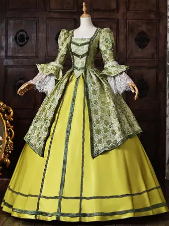 marie antoinette green dress Retro Vitorian Rococo Costumes Lace Up Polyester Maxi 18th Century Evening gown
