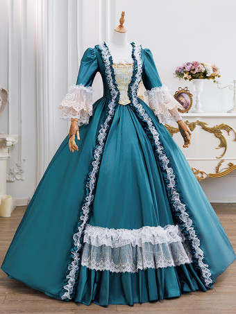 レトロドレス レースアップ ヴィクトリアン ロココ レディース ロイヤルドレス マリー・アントワネット コスチューム 仮面舞踏会ガウン