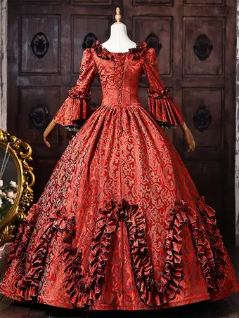 burgundy victorian dress Ladies Victorian Velvet Dress, Red