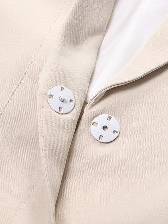 カットアウトブレザー（レディース） - ベージュのエレガントなシングルボタンのスリムフィットロングジャケット - 春のオフィスからディナーまで 2026