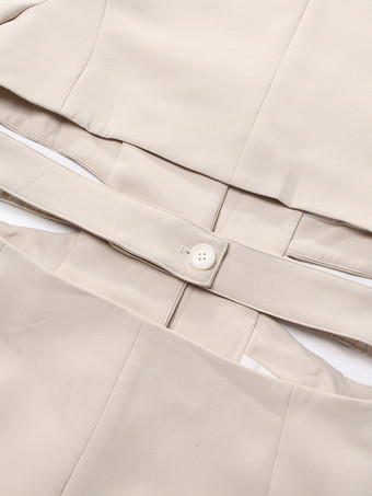 カットアウトブレザー（レディース） - ベージュのエレガントなシングルボタンのスリムフィットロングジャケット - 春のオフィスからディナーまで 2026