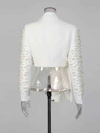 パールビーズ付きブレザースカートセット（レディース） - セクシーなアシンメトリー裾カットアウトミニツーピーススーツ - 春の夜のパーティーに最適 2026