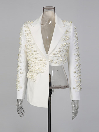 パールビーズ付きブレザースカートセット（レディース） - セクシーなアシンメトリー裾カットアウトミニツーピーススーツ - 春の夜のパーティーに最適 2026