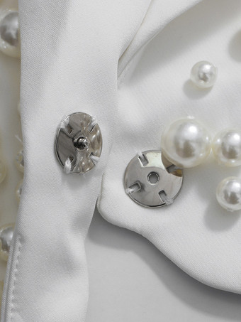 パールビーズ付きブレザースカートセット（レディース） - セクシーなアシンメトリー裾カットアウトミニツーピーススーツ - 春の夜のパーティーに最適 2026