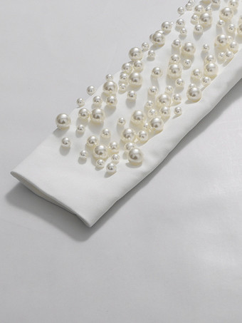 パールビーズ付きブレザースカートセット（レディース） - セクシーなアシンメトリー裾カットアウトミニツーピーススーツ - 春の夜のパーティーに最適 2026