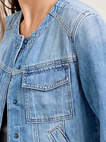 ヴィンテージウォッシュドデニムジャケット（レディース） - ブルーレトロシングルブレストルーズジーンズトラッカーコート - 2026年春カジュアルストリートウェア