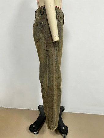 レディースバレルレッグジーンズ - ホースシューカットのゆったりワイドレッグデニムパンツ（シームディテール付き） - 2026年春のカジュアルストリートウェア