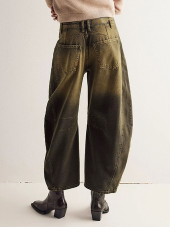 レディースバレルレッグジーンズ - ホースシューカットのゆったりワイドレッグデニムパンツ（シームディテール付き） - 2026年春のカジュアルストリートウェア