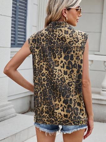 レディース用オーバーサイズデニムベスト - ヴィンテージ風ダメージ加工ノースリーブロングジーンズジャケットコート - 2026年春夏シックストリートウェア