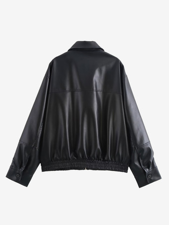 ヴィンテージ風フェイクレザーボンバージャケット（レディース） - レトロジップアップオーバーサイズハリントンモトコート - 春のカジュアルアウター 2026
