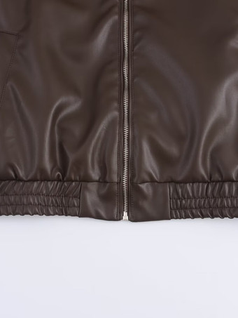 ヴィンテージ風フェイクレザーボンバージャケット（レディース） - レトロジップアップオーバーサイズハリントンモトコート - 春のカジュアルアウター 2026