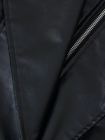 レディース用オーバーサイズフェイクレザーボンバージャケット - ブラックレトロハイネックルーズモトバイカーコート - 2026年春のシックなストリートウェア