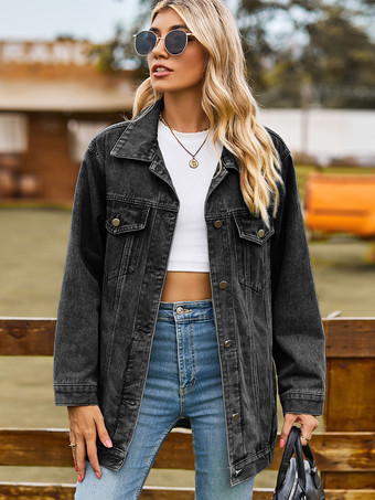 レディース用オーバーサイズデニムジャケット - ロング丈ボーイフレンドフィットダメージジーンズトラッカーコート - 2026年春のシックなストリートウェア