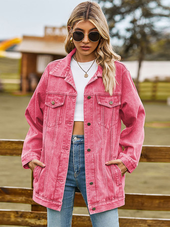 レディース用オーバーサイズデニムジャケット - ロング丈ボーイフレンドフィットダメージジーンズトラッカーコート - 2026年春のシックなストリートウェア