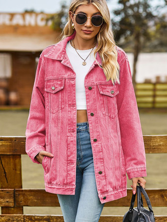 レディース用オーバーサイズデニムジャケット - ロング丈ボーイフレンドフィットダメージジーンズトラッカーコート - 2026年春のシックなストリートウェア